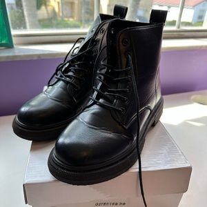 Black combat boots